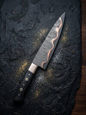 Luxury Copper Layered Damascus Kitchen Chef Knife - Professional Gyuto Blade